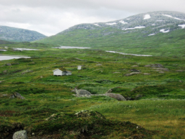 Die graue Htte am Jengelvatnet ist in der Saison von Anglern und Jgern zumeist ausgebucht. 