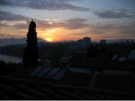 Sonnenuntergang auf der Dachterasse des Hotel Frankfurt - einfach zum Trumen!